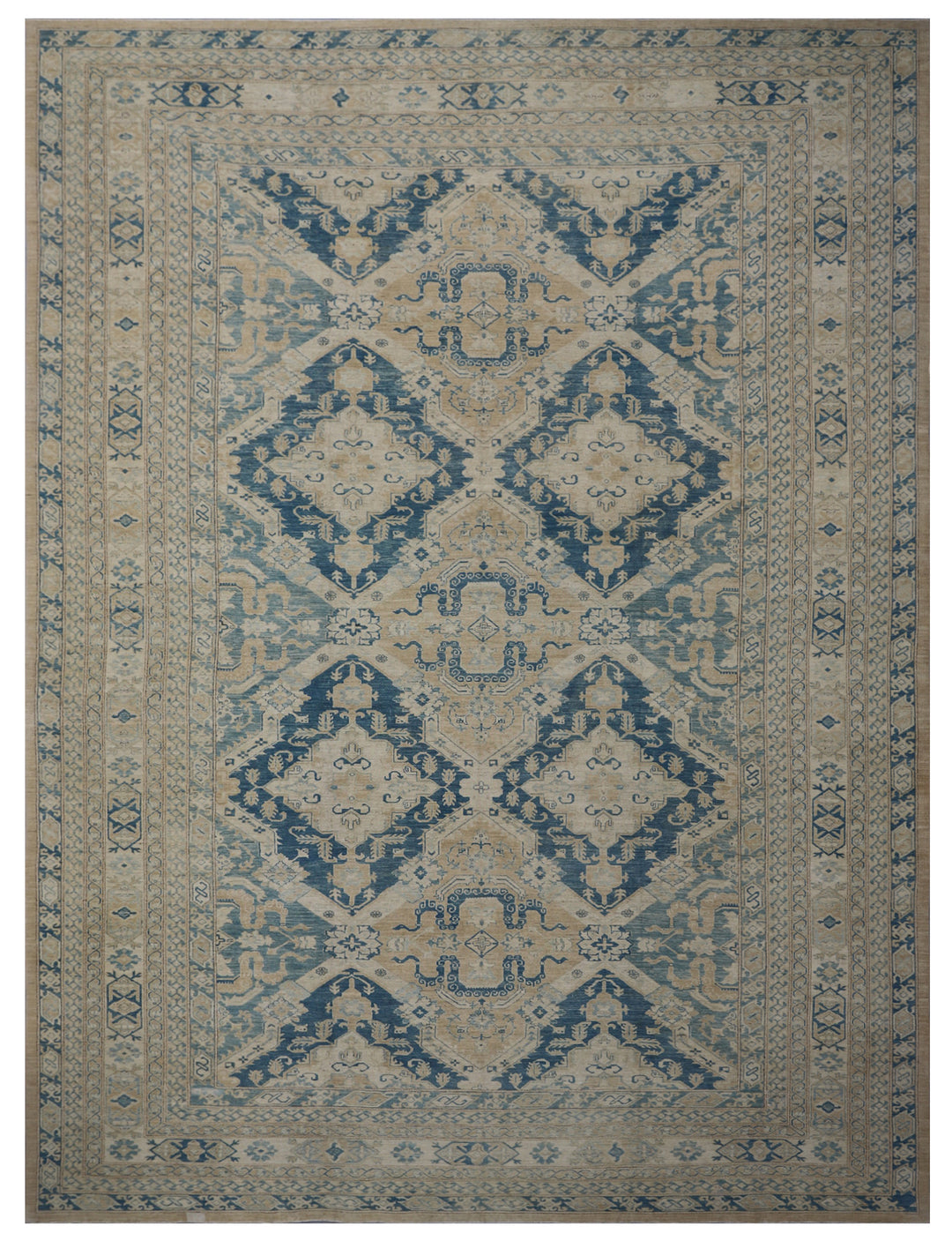 Unique Large Hand-Knotted Ariana Heriz Design Hazara Wool Rug