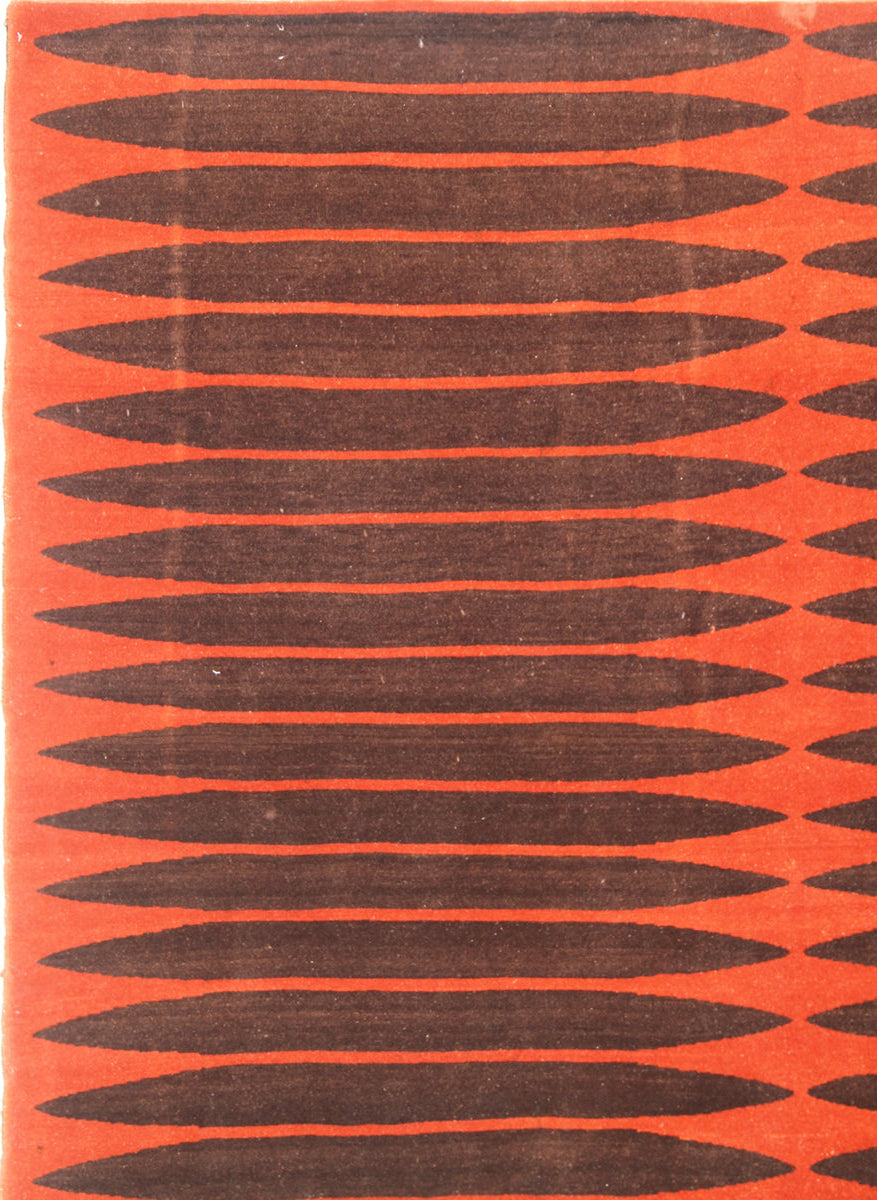 Ariana Modern Rust and Black Geometric Tibetan Rug - 10'10" x 17'03"