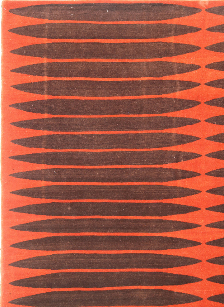 Ariana Modern Rust and Black Geometric Tibetan Rug - 10'10" x 17'03"