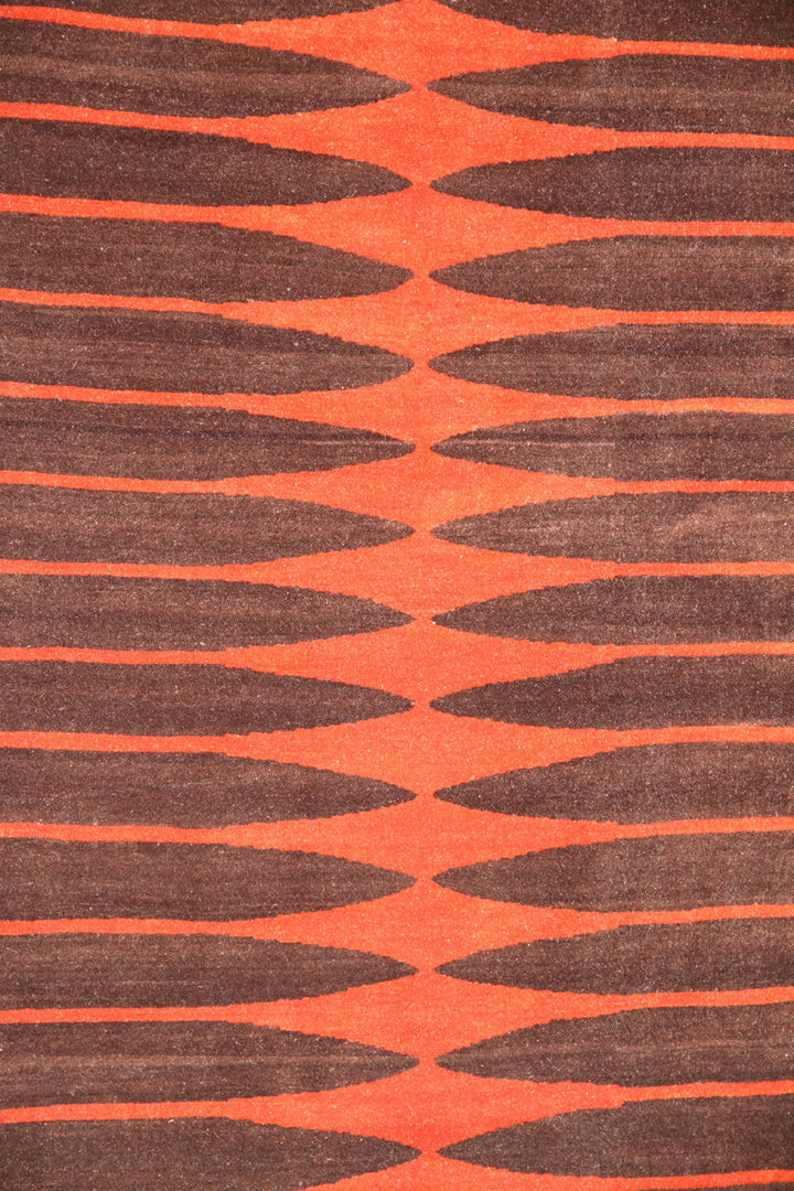 Ariana Modern Rust and Black Geometric Tibetan Rug - 10'10" x 17'03"