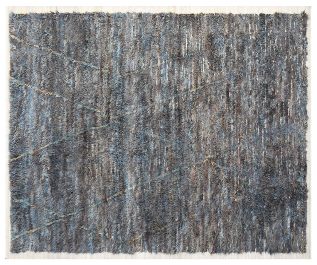 Ariana Rugs Barchi Collection Shaggy Moroccan Style Area Rug Navy and Gray