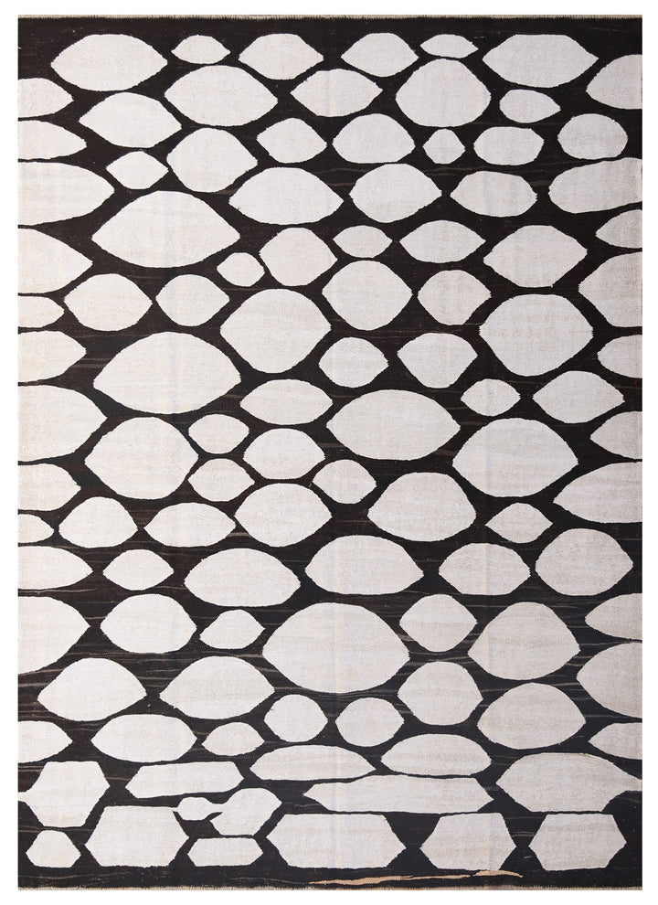 Ariana Rugs – Minimalist Black and White Turkish Kilim (8x10)