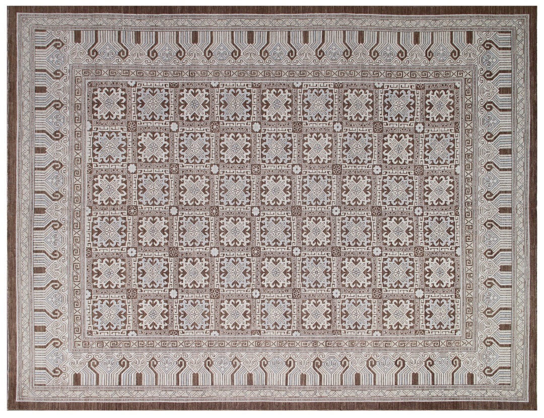 Ariana Samarkand Collection 9x12 Traditional Khotan Design Hand-Knotted Wool Rug