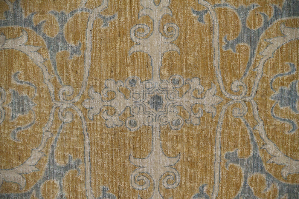 4.04 x 4.05 Ariana Samarkand Design Gold Blue Ivory Rug