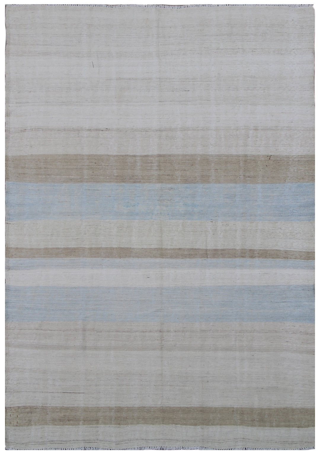 Ariana Rugs 4'3" x 7'3" Light Blue & Ivory Striped Handwoven Kilim
