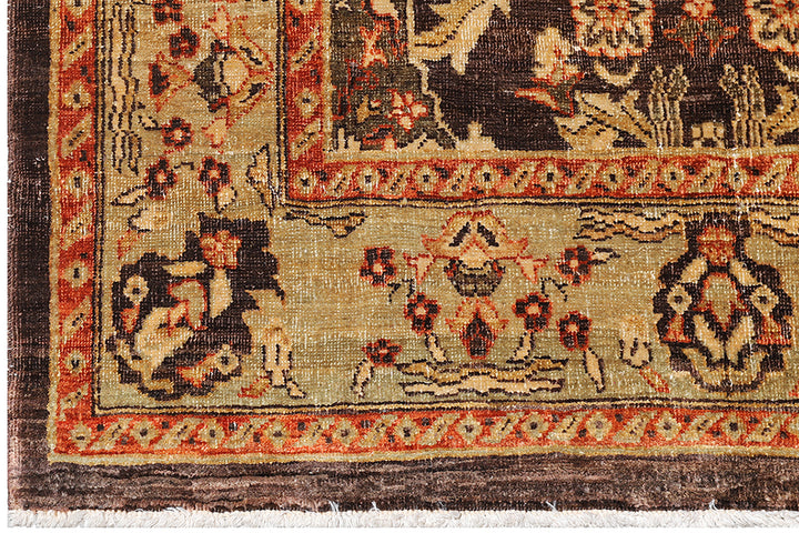 Hand-Knotted 3x5 Ariana Traditional Agra Wool Rug - Brown & Gold