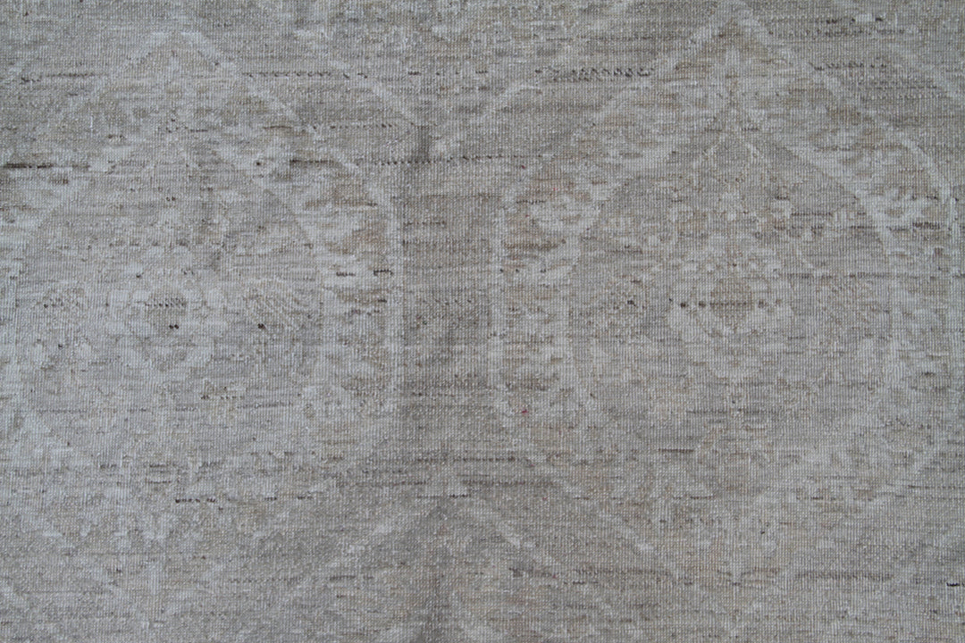 Hand-knotted 6x8 small European design wool rug in soft transitional tones