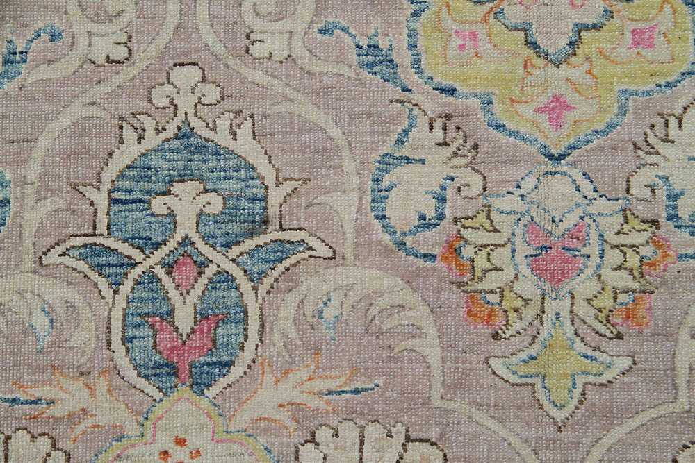 Fine Polonaise design Ariana Transitional hand-knotted wool area rug featuring intricate Persian motifs tightly woven by female artisans