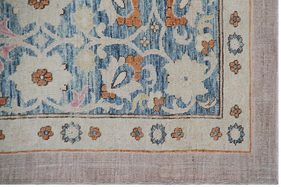 Fine Polonaise design Ariana Transitional hand-knotted wool area rug featuring intricate Persian motifs tightly woven by female artisans