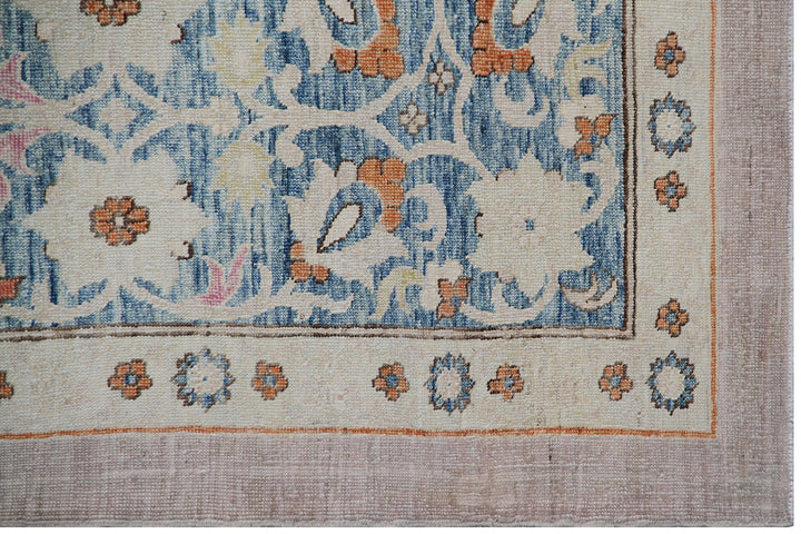 Fine Polonaise design Ariana Transitional hand-knotted wool area rug featuring intricate Persian motifs tightly woven by female artisans