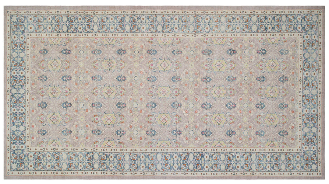Fine Polonaise design Ariana Transitional hand-knotted wool area rug featuring intricate Persian motifs tightly woven by female artisans