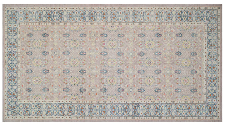 Fine Polonaise design Ariana Transitional hand-knotted wool area rug featuring intricate Persian motifs tightly woven by female artisans