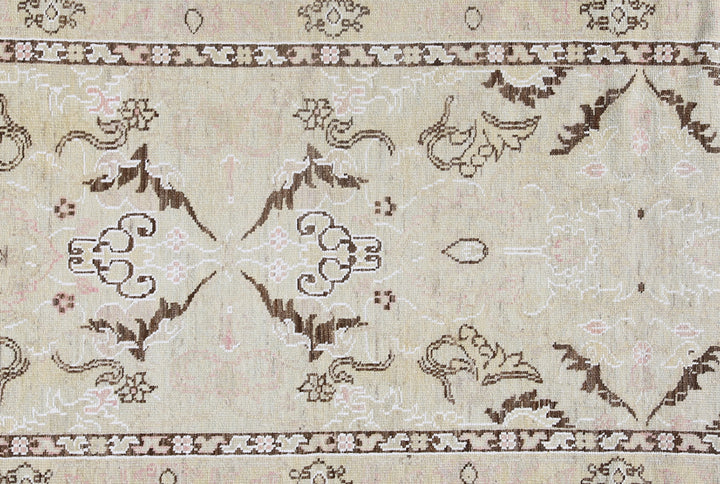 Over-the-shoulder detailed view of an authentic 8'4" x 2'8" Ariana transitional wool hand-knotted runner rug with intricate modern-classic patterns.