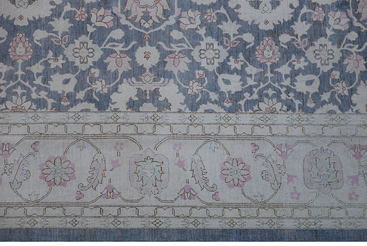 Extra-large 13'x16' hand-knotted Ariana Transitional rug with a fine Zigler Mahal design in wool and cotton.