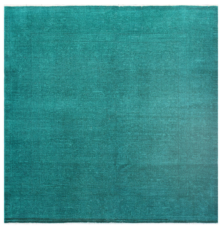 Ariana Rugs 5x5 Contemporary Teal Green Overdyed Hand-Knotted Wool Rug