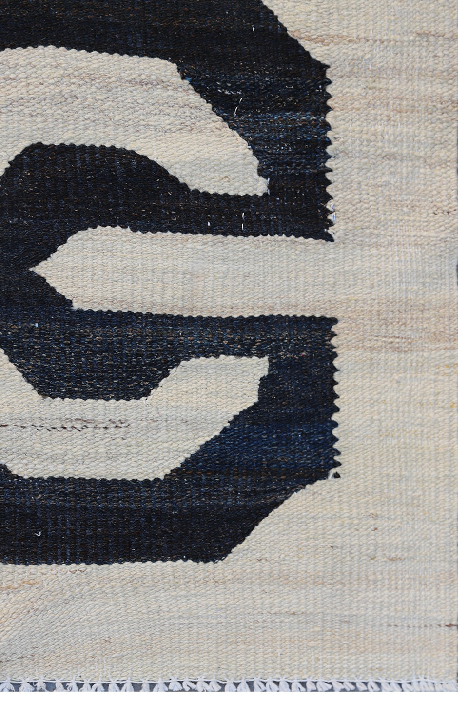 12x15 Large Navy and White Geometric Ariana Kilim Rug