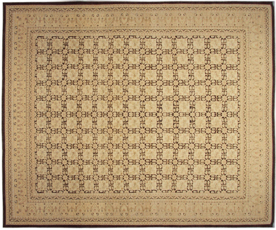 20'8" x 16'6" Extra Large Ariana Traditional Wool Area Rug in Deep Chocolate Brown and Warm Gold Accents by Ariana Rugs West Hollywood