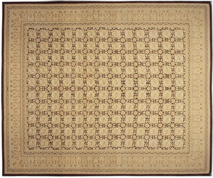 20'8" x 16'6" Extra Large Ariana Traditional Wool Area Rug in Deep Chocolate Brown and Warm Gold Accents by Ariana Rugs West Hollywood