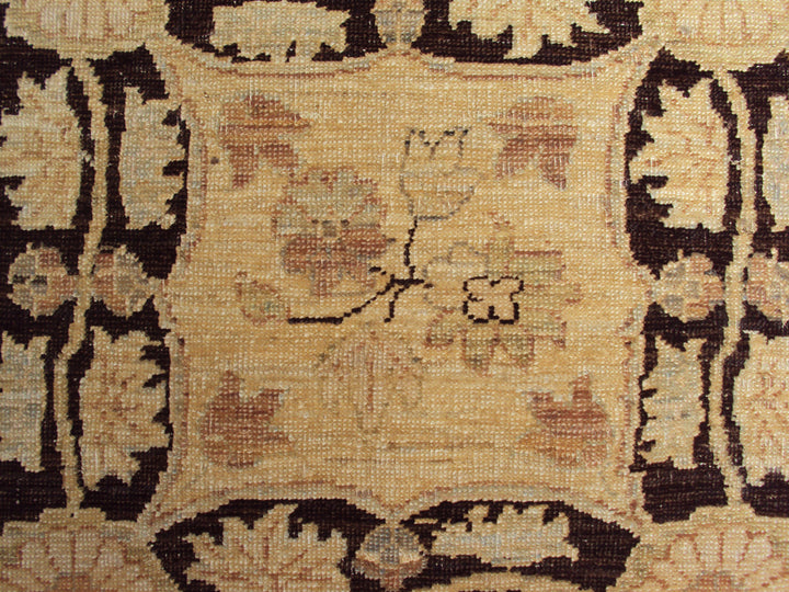 20'8" x 16'6" Extra Large Ariana Traditional Wool Area Rug in Deep Chocolate Brown and Warm Gold Accents by Ariana Rugs West Hollywood