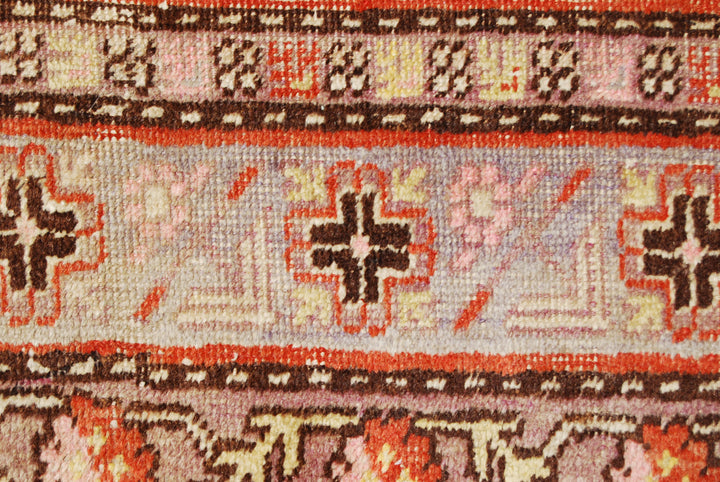 6x11 Fine Handmade Antique Samarkand East Turkestan Wool Area Rug in Soft Grey with Poppy Motifs and Soft Orange Borders Curated by Ariana Rugs