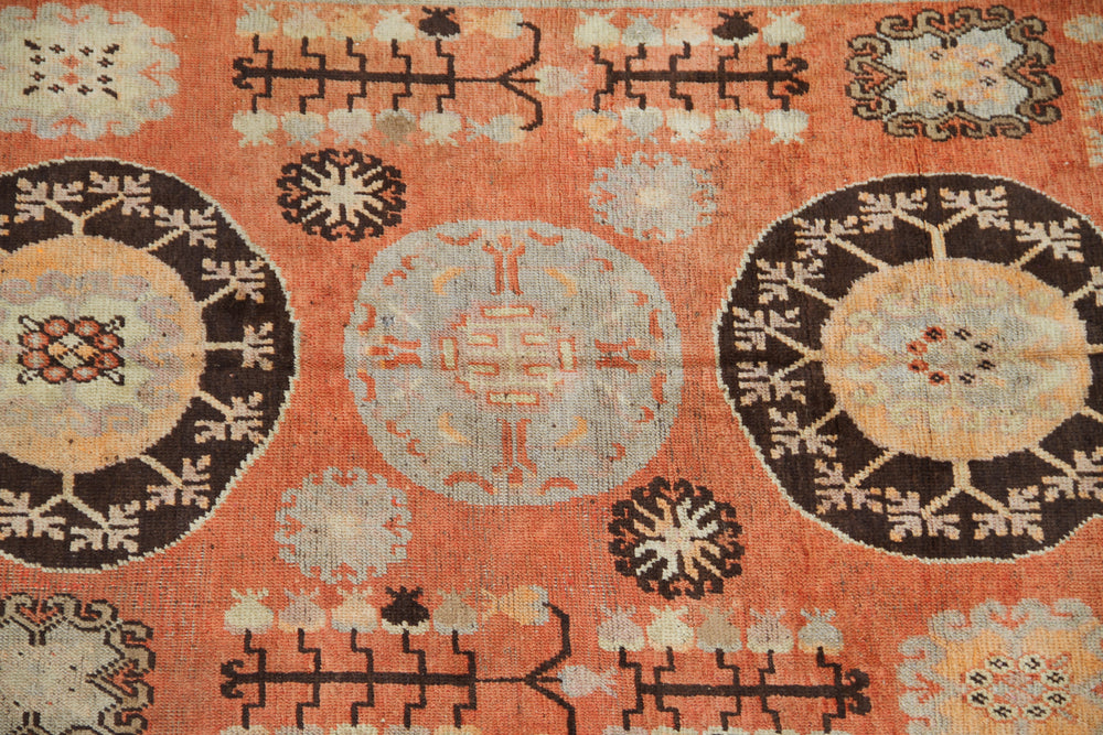 6x10 Fine Handmade Early 20th Century Antique Khotan Samarkand Wool Area Rug in Orange with Pomegranate Tree of Life Motifs by Ariana Rugs