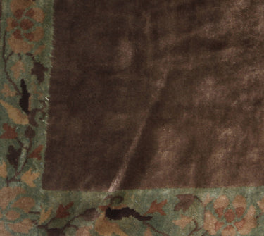 Art Deco Rug | Vintage Chinese | Hand-knotted |Brown and Green