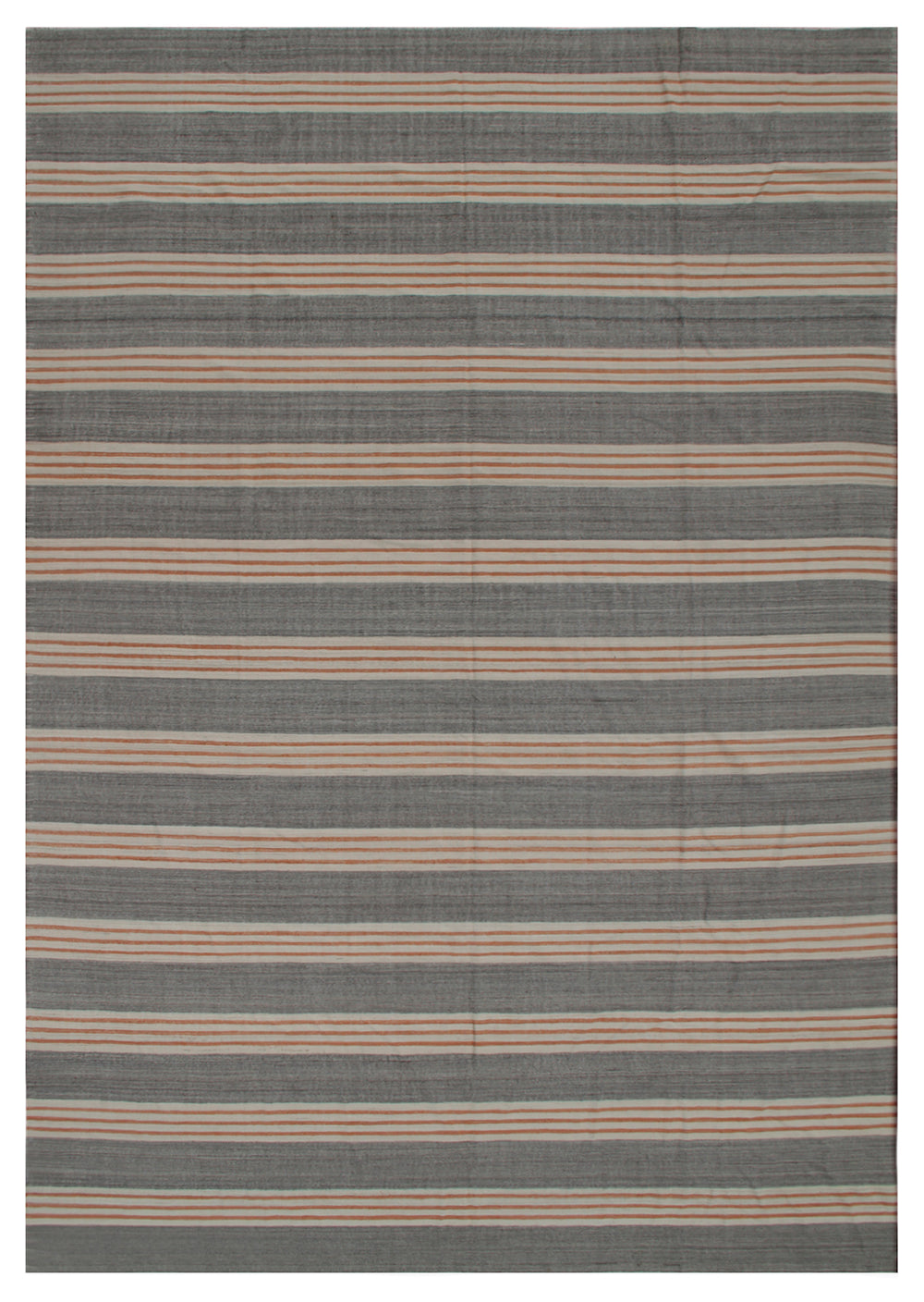 Oversized Striped Grey, Brown, Beige & Rust Ariana Kilim Rug – 13' x 19'