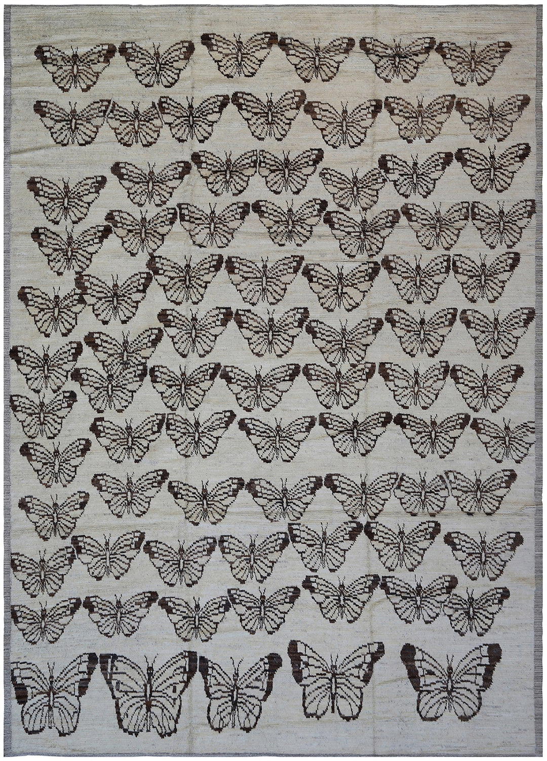 10'x14' Ivory Brown Butterfly Design Shaggy Moroccan Style Ariana Barchi Rug
