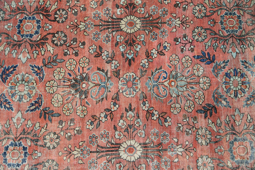 8x12 vintage floral Persian Mahal hand knotted wool area rug with navy border by Ariana Rugs