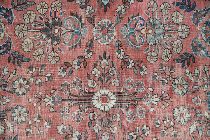 8x12 vintage floral Persian Mahal hand knotted wool area rug with navy border by Ariana Rugs
