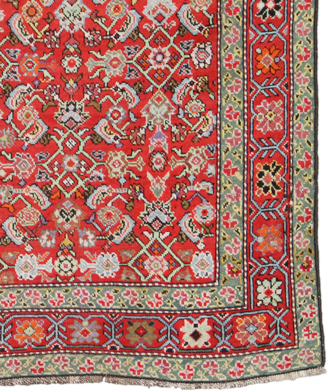 12'5" x 4'7" 1940s Vintage Persian Herati Gallery Runner Rug in Classic Red and Deep Accent Tones by Ariana Rugs West Hollywood