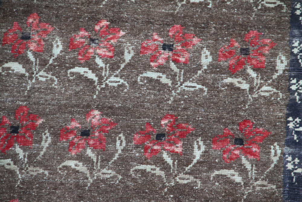 3'x6' Hand-Woven Tribal Turkish Rug in Brown and Pink