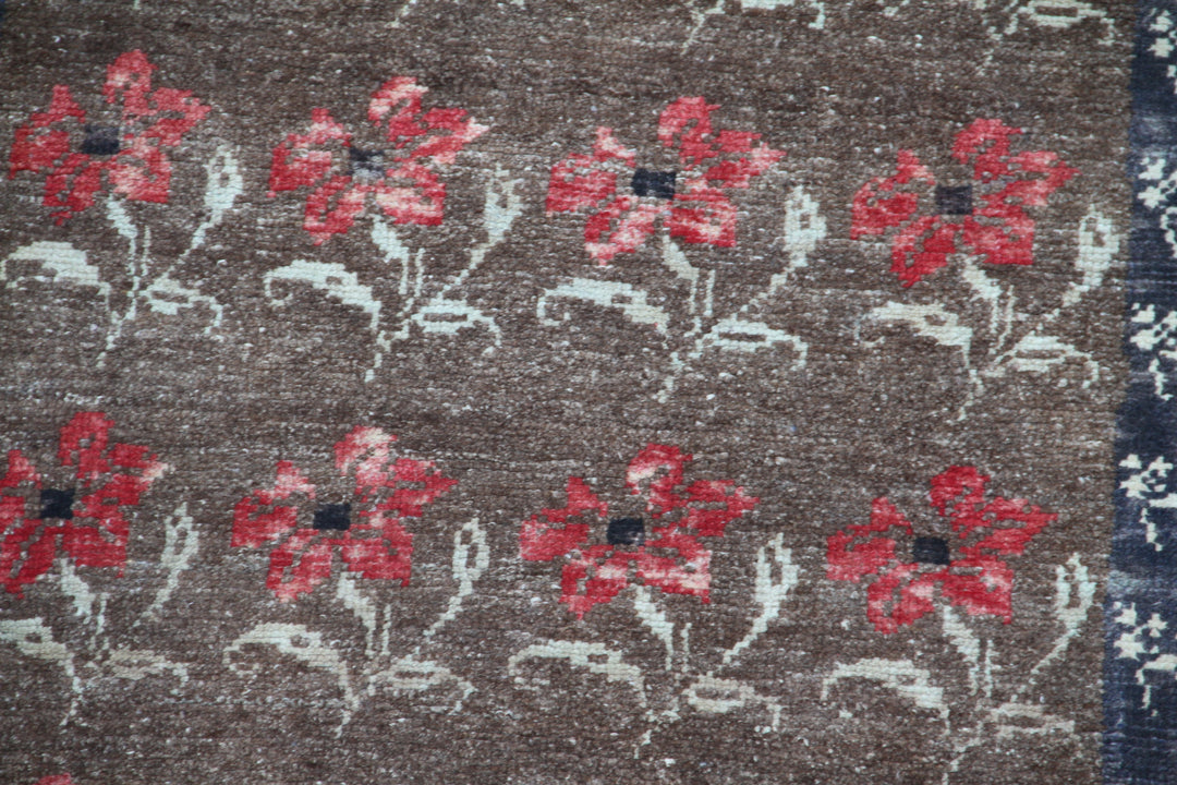 3'x6' Hand-Woven Tribal Turkish Rug in Brown and Pink