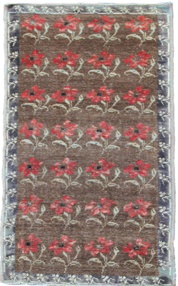 3'x6' Hand-Woven Tribal Turkish Rug in Brown and Pink