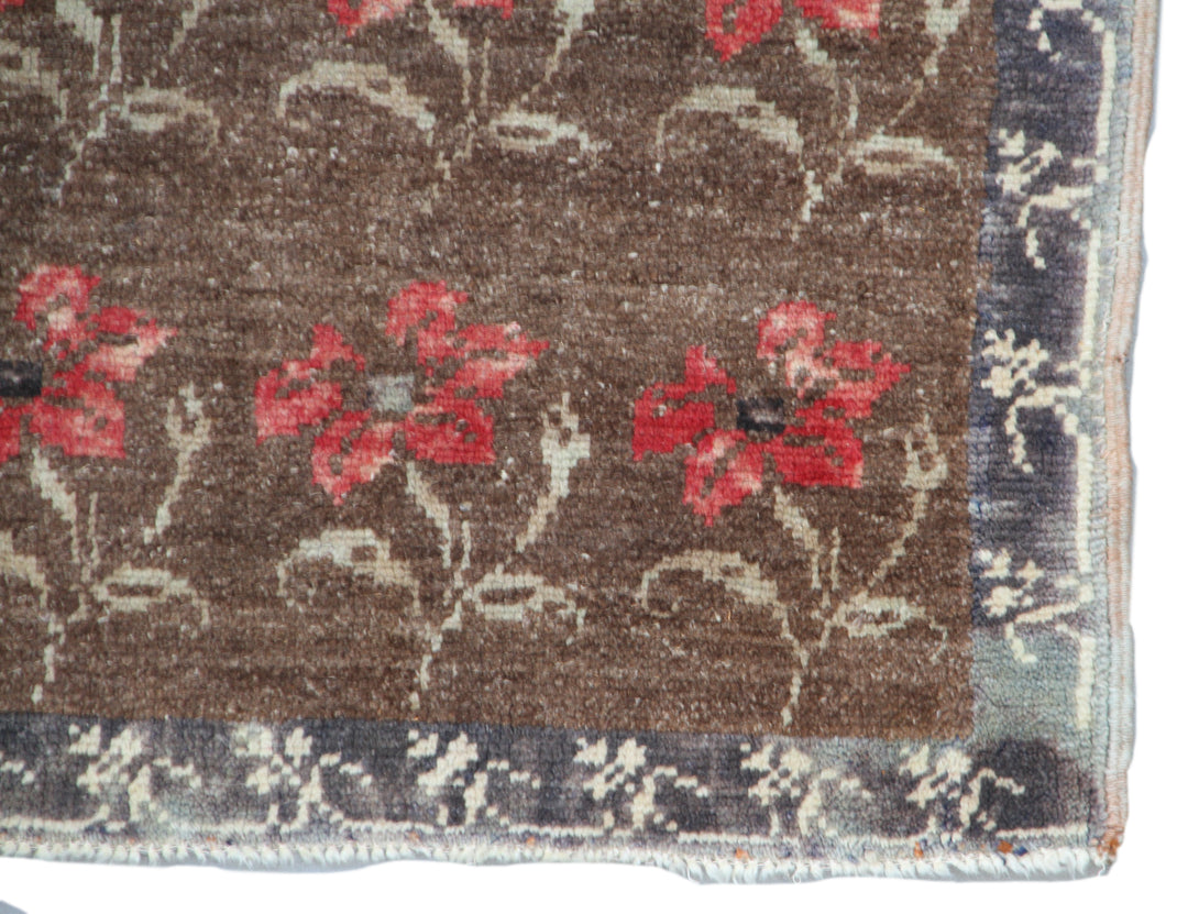 3'x6' Hand-Woven Tribal Turkish Rug in Brown and Pink